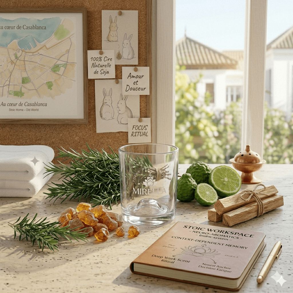 Guide visuel complet du sanctuaire de productivité Mirella, combinant des rituels de senteurs naturelles et des méthodes UX pour how to improve mental focus (comment améliorer la concentration mentale).